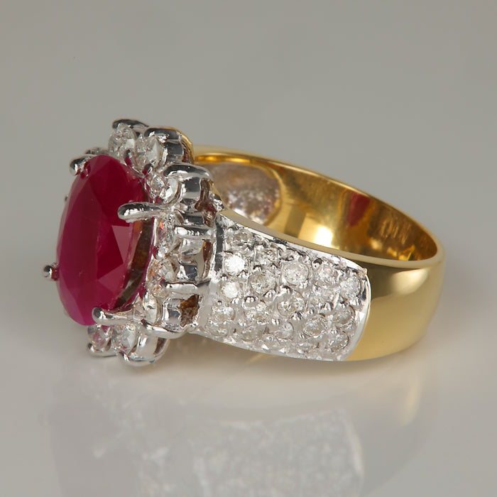 yellow gold ruby and diamond ring