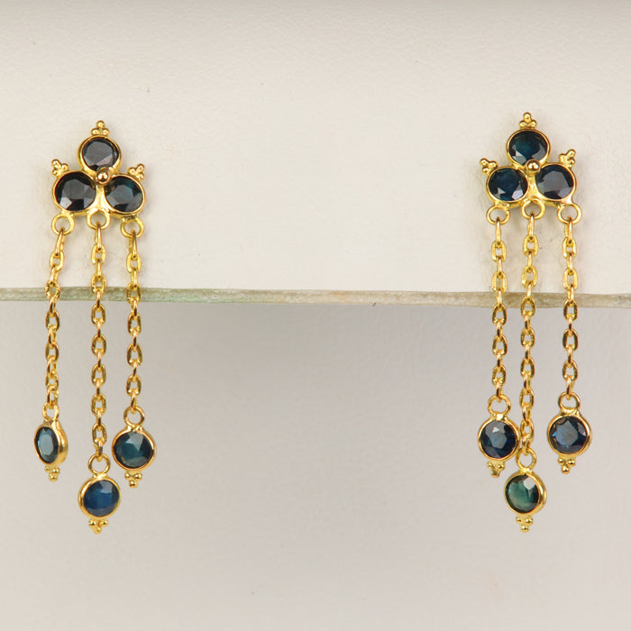 sapphire earrings in 22k yellow gold