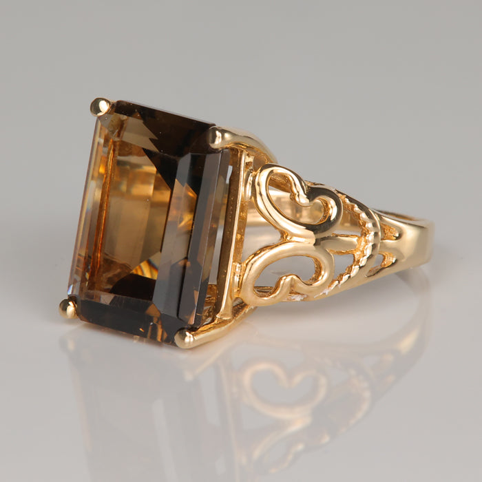 golden brown smoky quartz ring