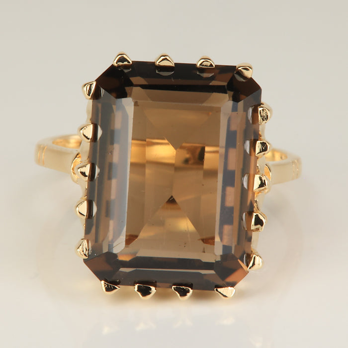 gold smoky quartz estate ring