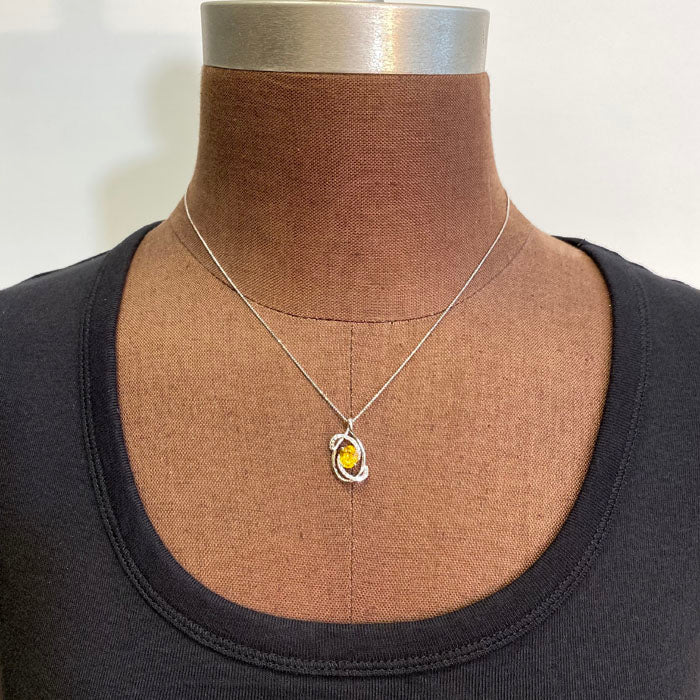 yellow sapphire and diamond pendant