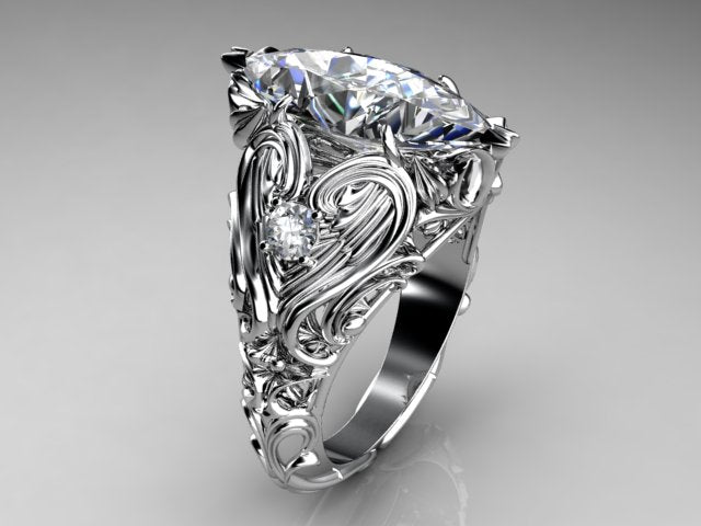 Christopher Michael Designed Marquise Diamond Engagement Ring