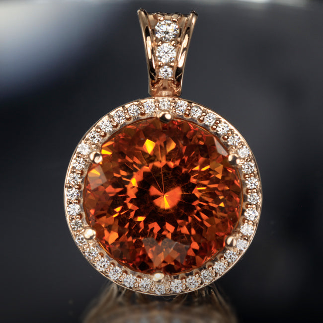 33 Carat Citrine and Diamond Pendant in Rose Gold