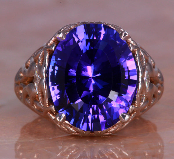 Christopher Michael Design Art Nouveau Large Oval Tanzanite Ring