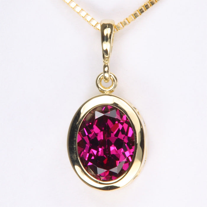 14K Yellow Gold Bezel Set Purple Garnet Pendant 2.05cts