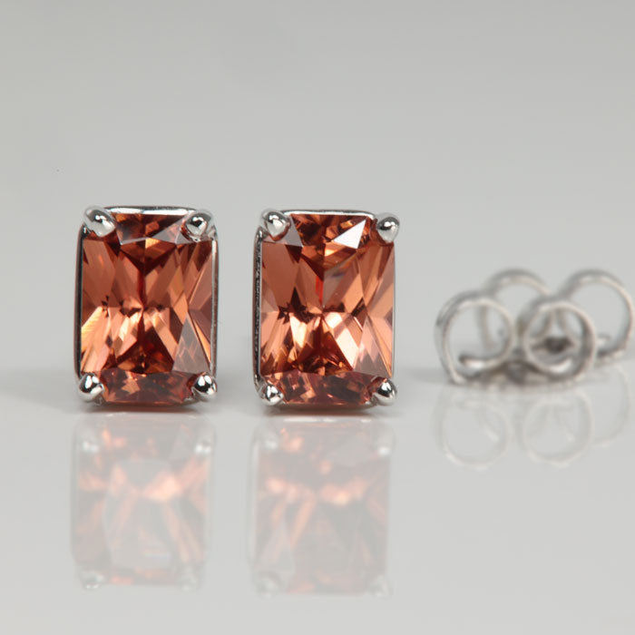 Radiant Cut Imperial Zircon Stud Earrings