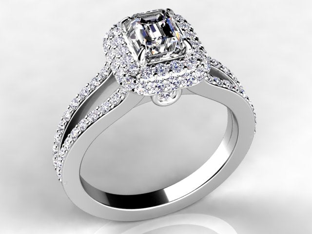 Emerald Cut Halo Style Engagement Ring by Christopher Michael