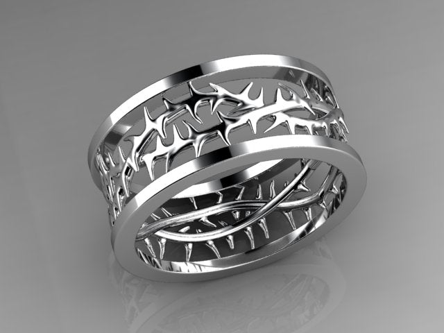 Men's Crown of Thorns Wedding Band by Designer Christopher Michael
