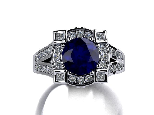 Custom Ring With Rare Natural Color Blue Sapphire 2.65 Carat