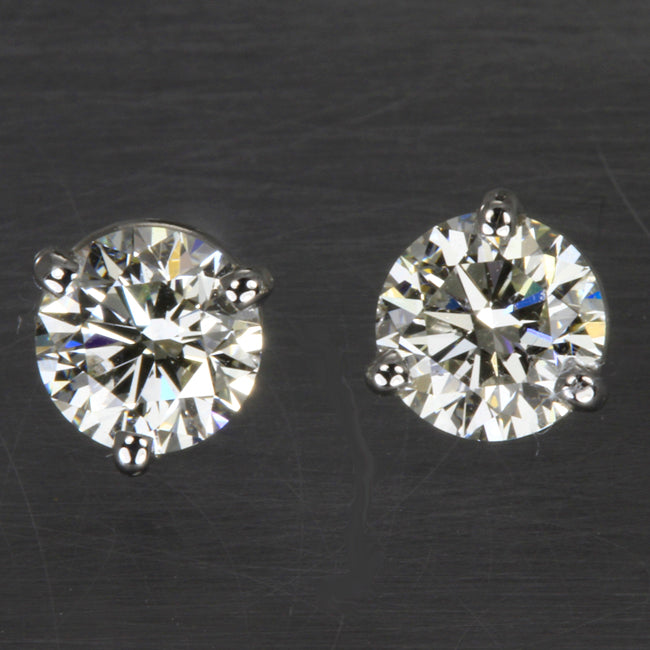 Diamond Round Stud Earrings .90 Carats