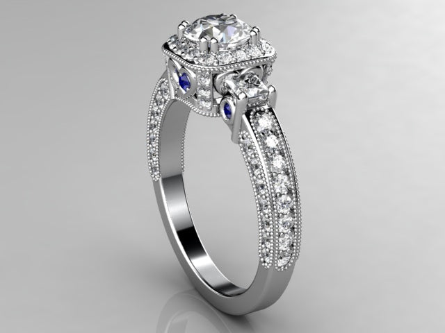 Christopher Michael Round Brilliant Diamond Engagement Ring With Heart Accent