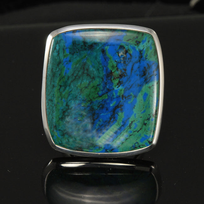 Chrysocolla from South America set in a sterling silver bezel.