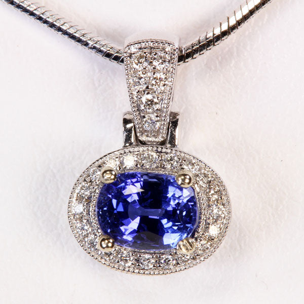 14kt Sapphire and Diamond Pendant .92 Carat