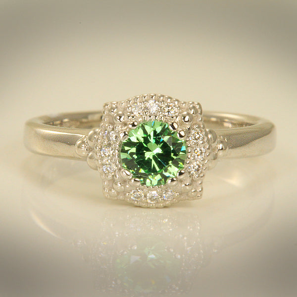 Mint Garnet Millgrain Ring