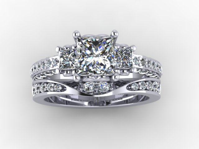 Engagement Ring with Matching Wedding Band Designed By Christopher Michael