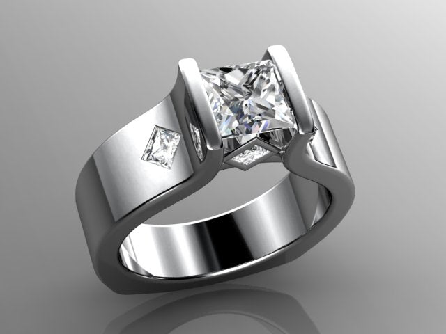 Channel Set Princess Diamond Engagement Ring