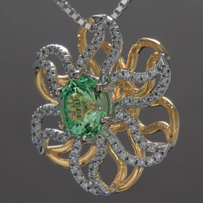 Merelani Mint Garnet Pinwheel Pendant