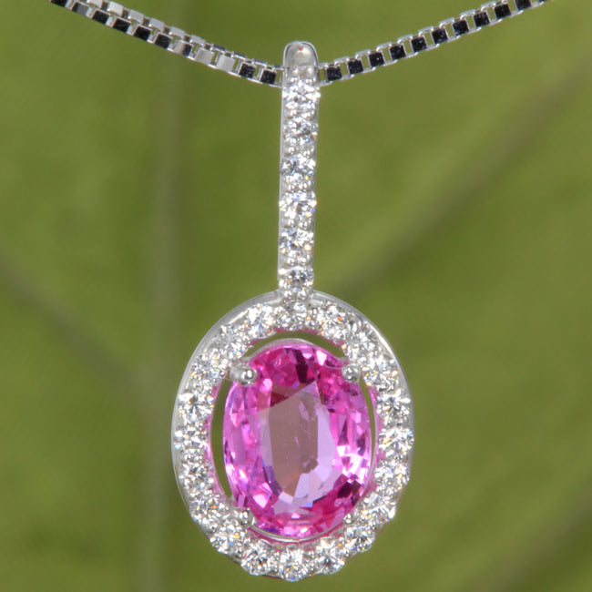 Hot Pink Sapphire and diamond Pendant