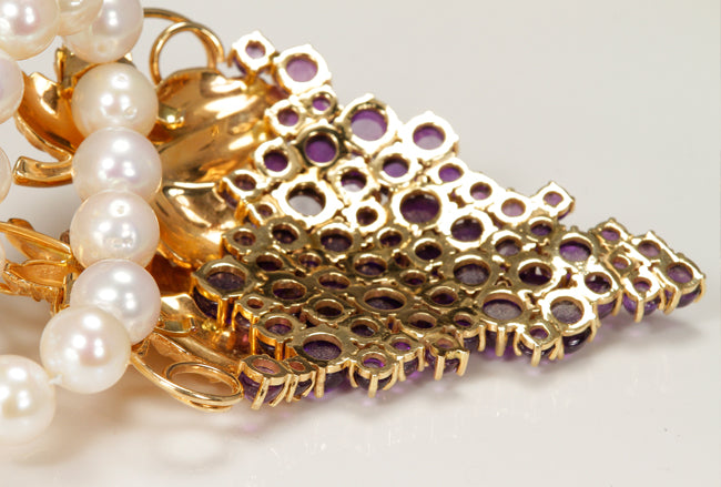 14K Yellow Gold Amethyst Grape Vine Pendant