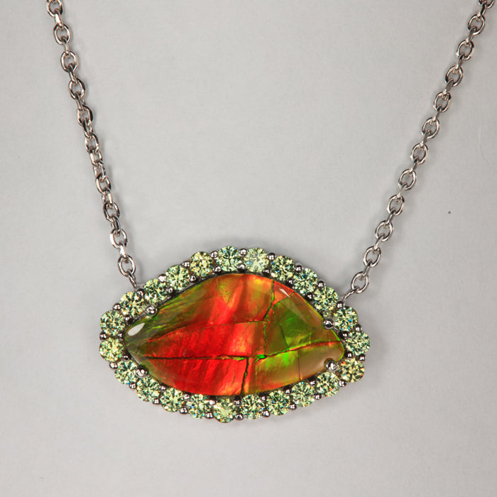 Ammolite and Demantoid Garnet Necklace