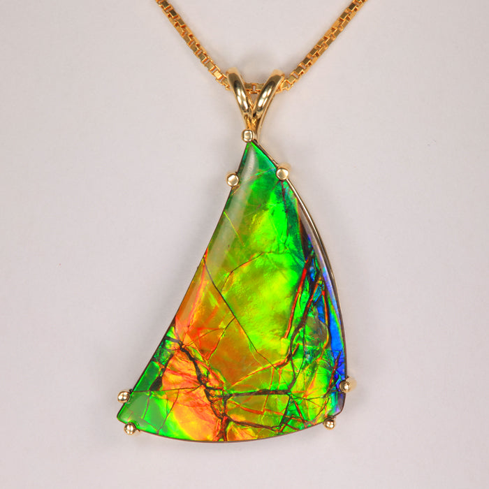 14K Yellow Gold Ammolite Pendant 28.95cts