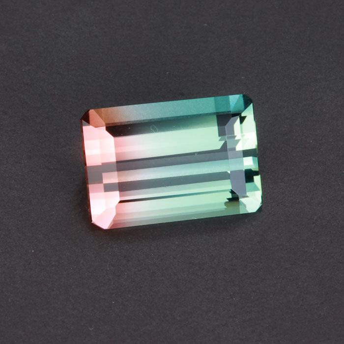 Red/Green Emerald Cut Bi-Color Tourmaline