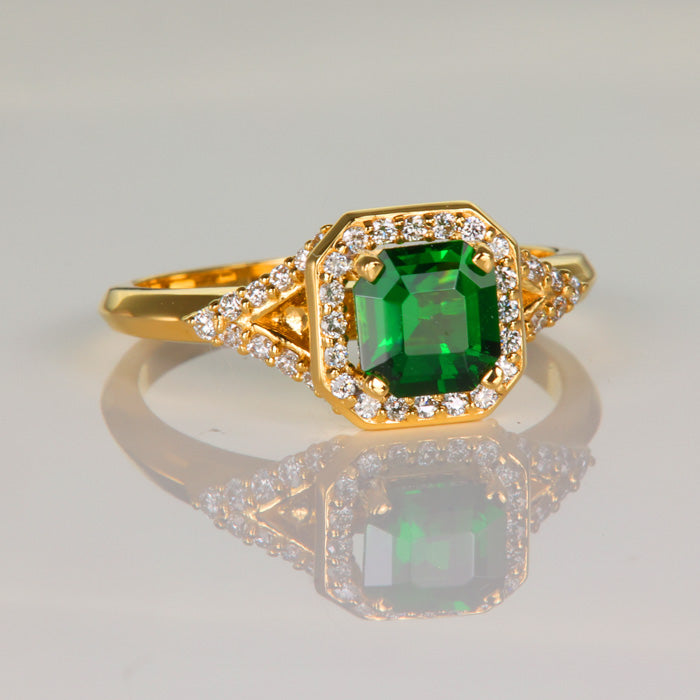 yellow gold chrome tourmaline ring