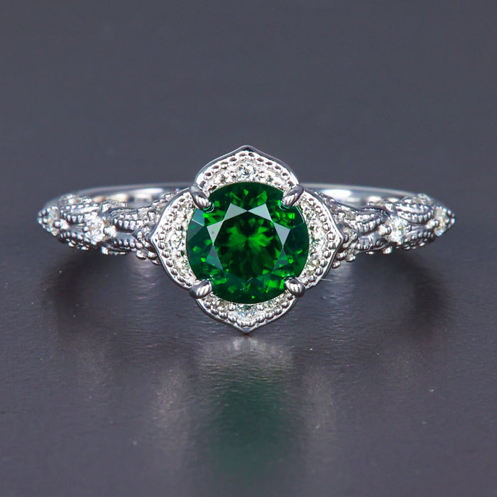 White Gold Chrome Tourmaline and Diamond Ring