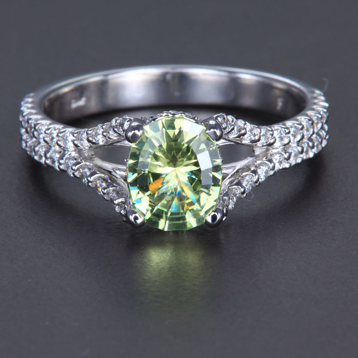 White Gold Chrysoberyl and Diamond Ring