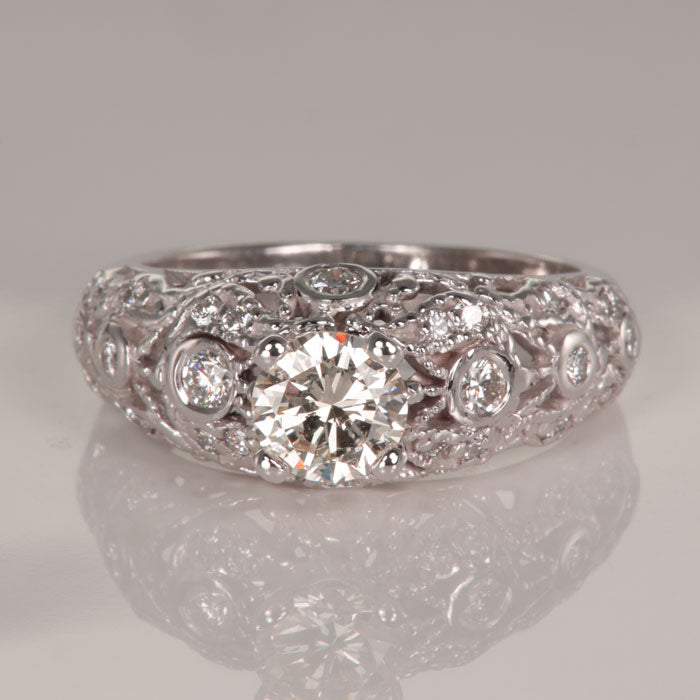 14K White Gold Estate Diamond Ring .80ct