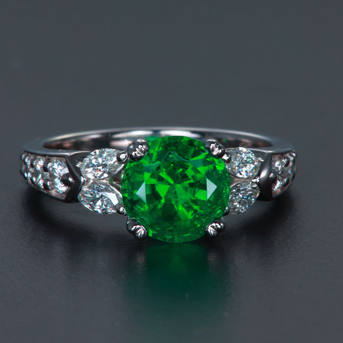 Platinum Emerald and Diamond Ring