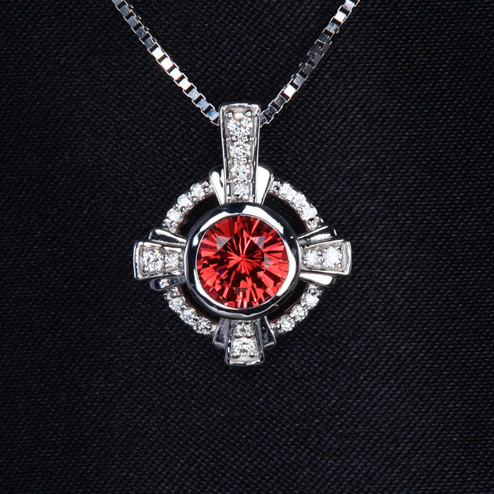 White Gold Malaia Garnet and Diamond Pendant