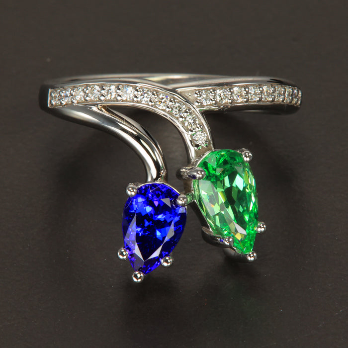 Tanzanite, Merelani Mint and Diamond Ring