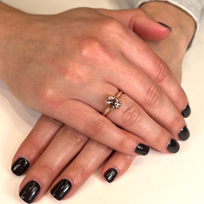 14K Rose Gold Antique Cushion Morganite Ring 2.29 Carats