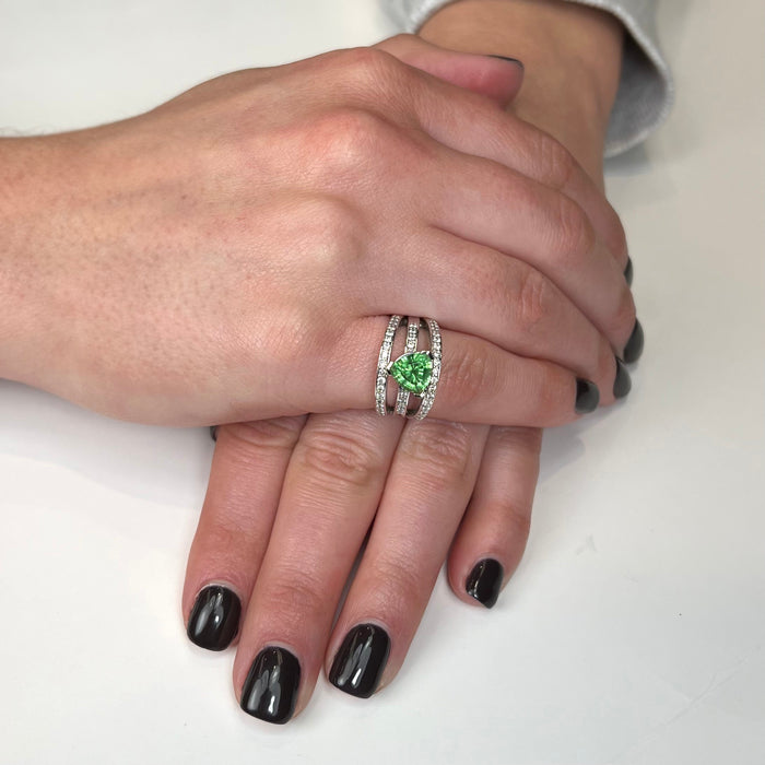 14K White Gold Chrome Tourmaline Ring 1.87 Carat