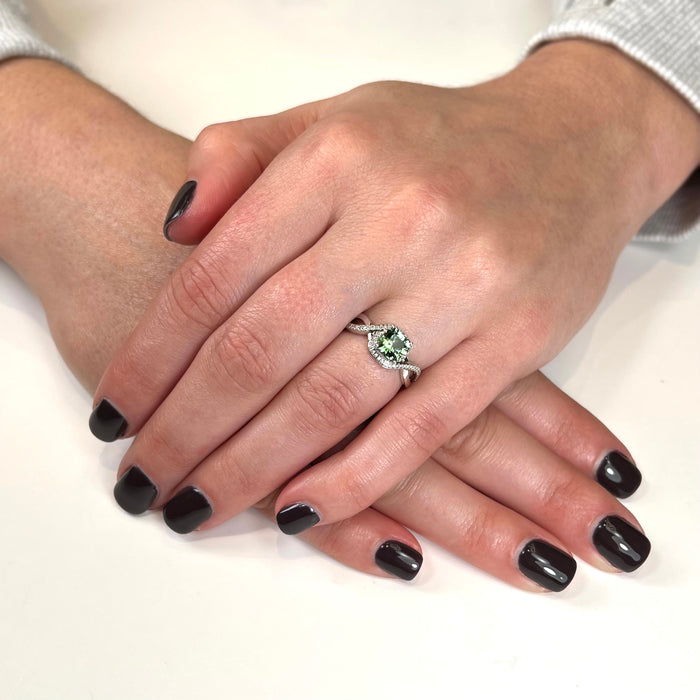 14K White Gold Tourmaline and Diamond Ring 1.24 Carats