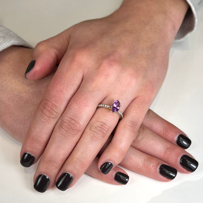 14K White Gold Marquise Pink Sapphire and Diamond Ring 1.38 Carats