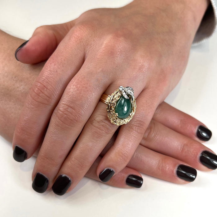 14K Yellow Gold Jadeite Ring/Pendant 3.0 Carats