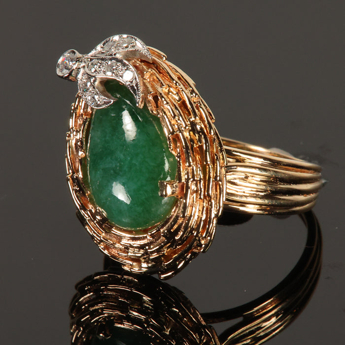 14K Yellow Gold Jadeite Ring/Pendant 3.0 Carats