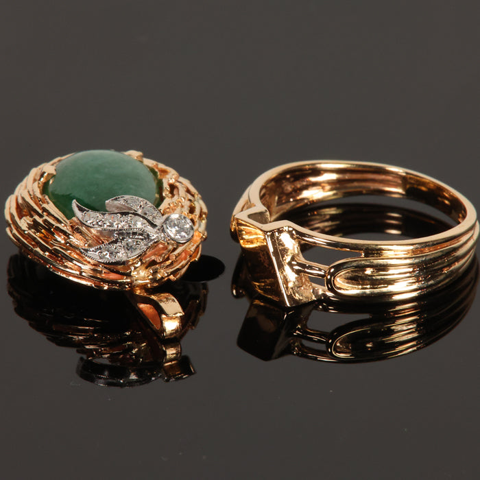 14K Yellow Gold Jadeite Ring/Pendant 3.0 Carats