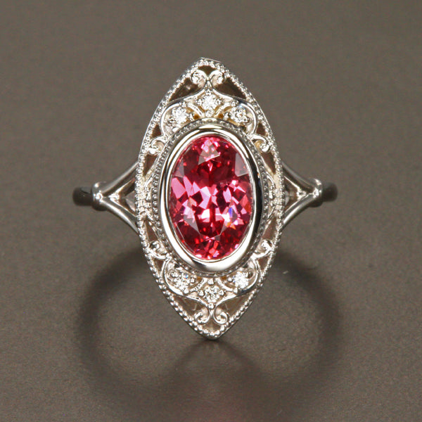 14K White Gold Mahenge Malaia Garnet Ring 2.27 Carats