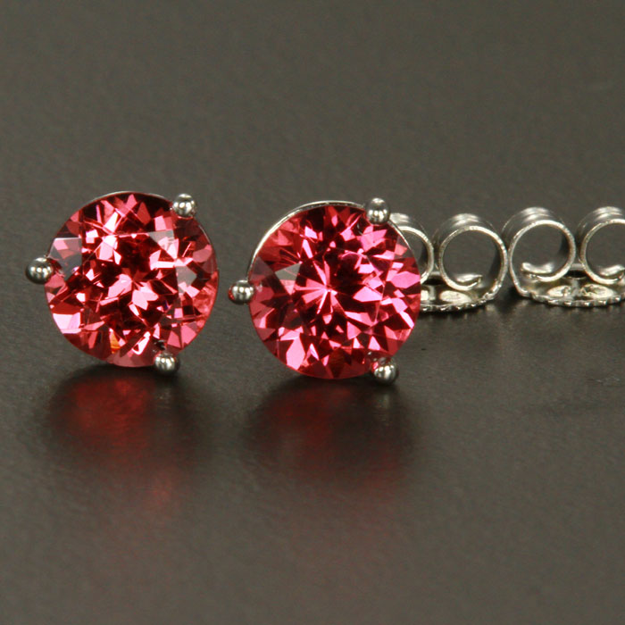 14k White Gold Round Mahenge Malaya Garnet Earrings 2.61 Carats