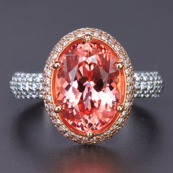 Malaya Garnet and Diamond Halo Ring