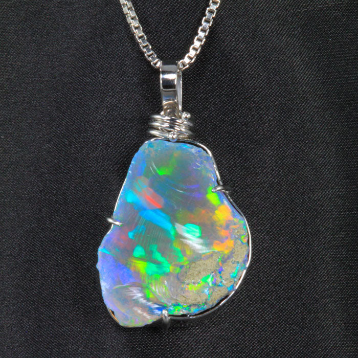 14k White Gold Opal Crystal Pendant 23.75 Carats