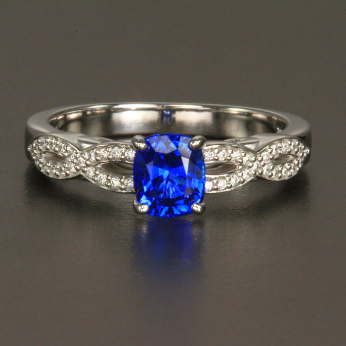White Gold Sapphire and Diamond Ring