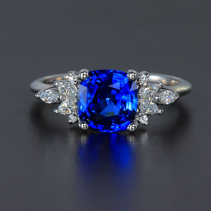 White Gold Sapphire and Diamond Ring