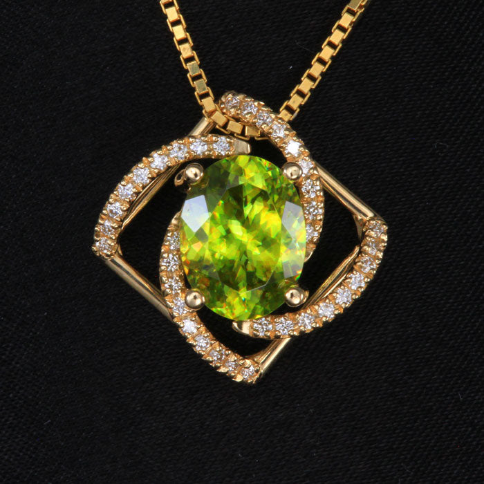 14k Yellow Gold Custom Design Sphene Pendant 3.73 Carats