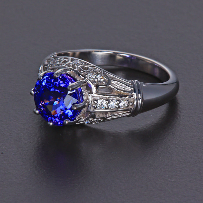 14K White Gold Tanzanite and Diamond Ring 2.93 Carats