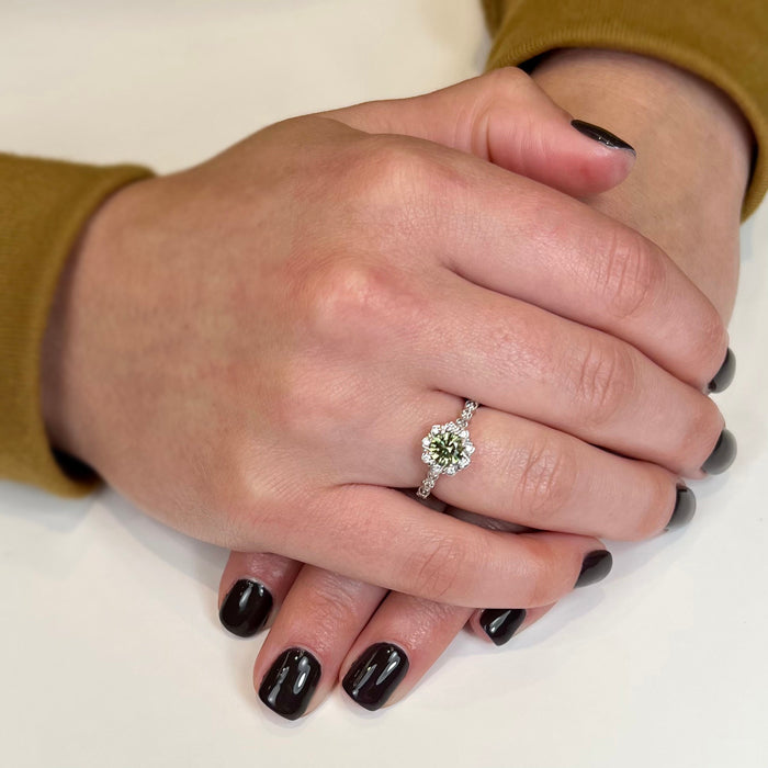 14K White Gold Montana Sapphire and Diamond Ring .74 carats