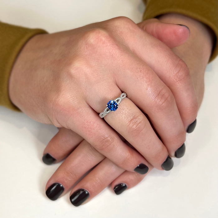 14K White Gold Sapphire and Diamond Ring 1.08 Carats